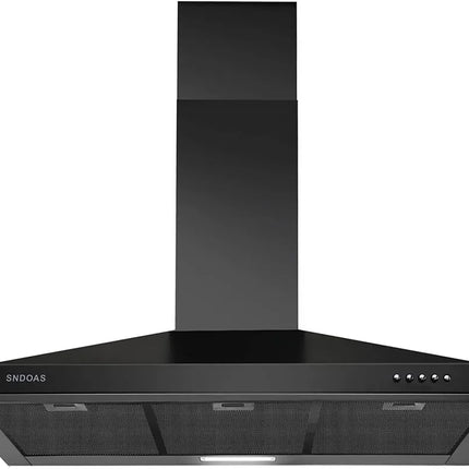 Range Hood 36 Inch Black Wall Mount Range Hood In Black Stainless Steel Kitchen Vent Hood