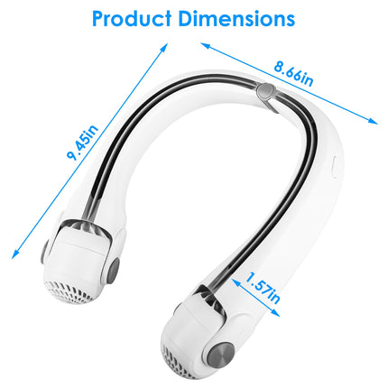 White-Green Options -- 1Pc Portable Neck Hanging Fan Hands-free Cooling Personal Fan With 3 Speeds 360 Degree Air Flow Adjustable Neck Width For Home Office Travel Dormitory