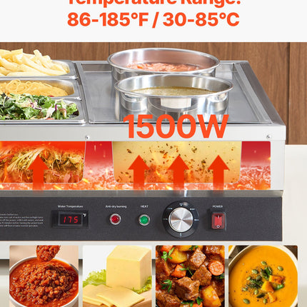Commercial Soup Warmer Soup Station With 2-Pot & 3-Pan Soup Kettle Warmer