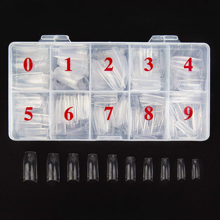 Beuniar 500PCS Acrylic Nail Tips French Artificial False Tip for Manicure with Box of 10 Sizes