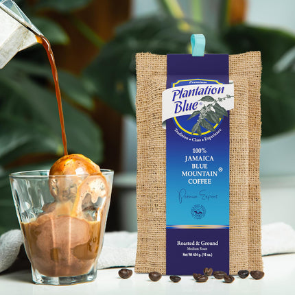 PREMIUM PLANTATION BLUE TRADITION CLASS EXPERIENCE 100% Blue Mountain Coffee Jamaica, Medium Roasted & Ground (8oz)