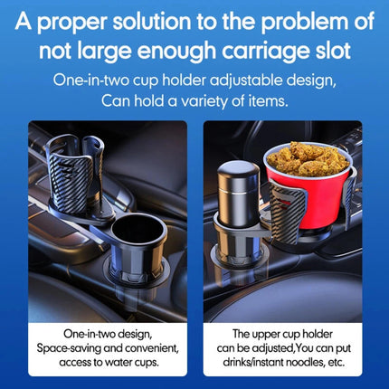 Car Cup Holder Expander Adjustable Base 2 in 1 Dual Layer Cup Holder Large Capacity Storage 360 Degree Rotating Cup Slot Large 10/40 oz Bottles & Big Drinks Travel Cup