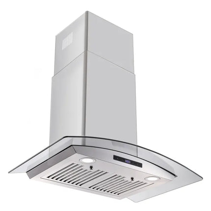 30 Inch Wall Mounted Range Hood 700CFM Tempered Glass Touch Panel Control Vented LEDs