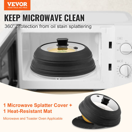 Microwave Splatter Cover & MatCollapsible Microwave Food Lid