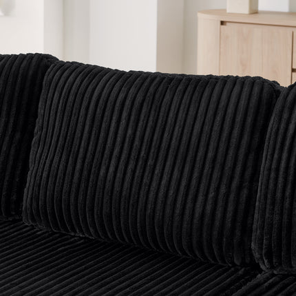 U Shape Modular Sectional Sofa, Compressed Sectional Sofa Modern Minimalist Style Corduroy Couch, Sleeper Sofa For Living Room, Bedroom, Comfy Compressed Sofa -Black