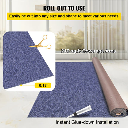 Deep Blue Marine Carpet 5.9 Ft X 36 Ft Marine Carpeting Marine Grade Carpet For Boats With Waterproof Back Outdoor Rug For Patio Porch Deck Garage Outdoor Area Rug Runner Non-Slide Porch Rug