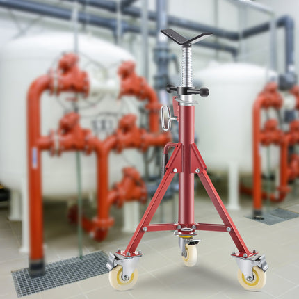 Pipe Stand, Pipe Jack Stand, V Head Pipe Stand Adjustable Height 28-52 Inch, Pipe Jack Stands With Casters 882 LB, Folding Portable Pipe Stands 1 8 To 12 Inch Pipe Supporting, Steel Jack Stand
