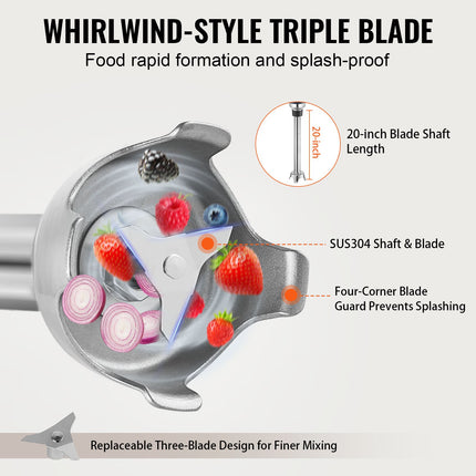 Commercial Immersion Blender 350W Heavy Duty Hand Mixer For Soup Sauces
