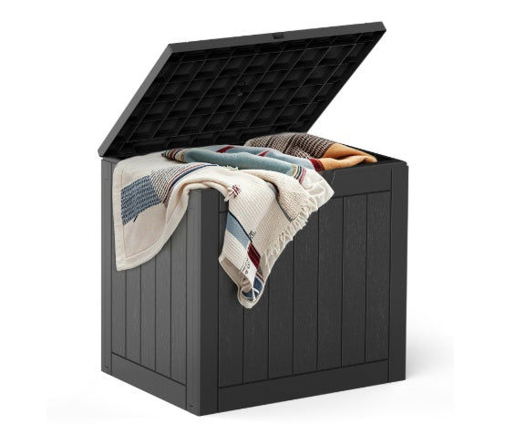 Deck Box With 31 Gallon Capacity, Weatherproof Resin Lockable Outdoor Storage For Secure Package Deliveries And Indoor Storage In Garden Or Patio