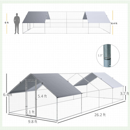 Large Chicken Coop Chicken Run with Waterproof and Anti-UV Cover