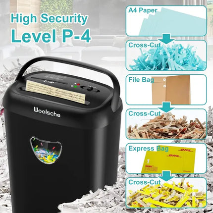 Cross Cut Paper Shredder,High-Performance,14-Sheet Capacity,6.6 Gallon Basket,P-4 Security-Jam Proof Heavy Duty Shredder For Home And Office