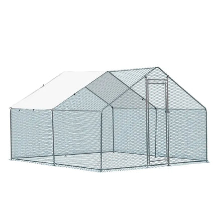 10 X 10 Ft Large Metal Chicken Coop, Walk-in Poultry Cage Chicken Hen Run House With Waterproof Cover, Rabbits Cats Dogs Farm Pen For Outdoor Backyard Farm Garden(SAME AS09877689)