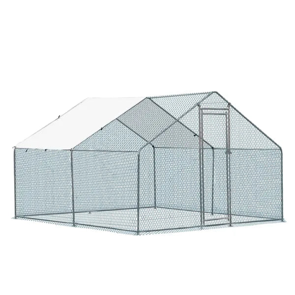 10 X 10 Ft Large Metal Chicken Coop, Walk-in Poultry Cage Chicken Hen Run House With Waterproof Cover, Rabbits Cats Dogs Farm Pen For Outdoor Backyard Farm Garden(SAME AS09877689)