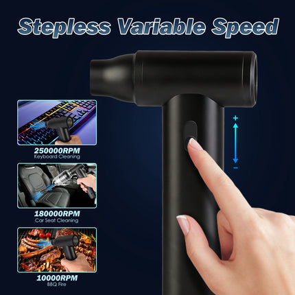 1Set Compressed Air Duster Brushless Motor 250000RPM Stepless Variable Speed 1WmAh Battery Cordless Dust Blower Vacuum Cleaner Portable Jet Dry Blower For PC Keyboard Car Home