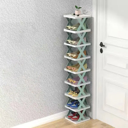 9Tier Narrow Entryway Shoe Rack Free Standing Vertical Shoe Organizer Plastic Shoes Storage Shelf Closet Hallway