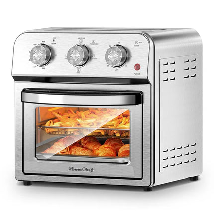 Family Size Air Fryer Toaster Oven Combo, 13QT, 360° Hot Air Circulation For Healthy Oil-Free Cooking, Multifunctional Convection Contertop Oven, Adjustable Time & Temp Control, Stainless Steel