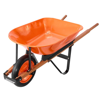 Wheelbarrow Cart, 5 Cu. Ft. Load & 265 Lbs Capacity, One Wheel Garden Dump Cart, Garden Wagon With Metal Handle & 16" Wide Track Wheels, Easy Loading Utility Yard Cart & Wagons For Lawn Farm