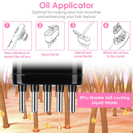 1Pc Electric Scalp Massage Comb Microcurrent Hair Brush Handheld Head Scratcher Massager Hair Oil Applicator With Vibration Micro-Current Mode Red & Blue Light Therapy Oil Applicator