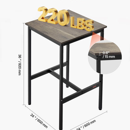 24 In Bar Table Height Pub Table Cocktail Coffee Counter Desk Kitchen Dining
