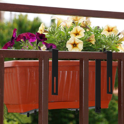 4Pcs Per Set Adjustable Planter Box Brackets Flower Box Holders Window Boxes Planters Hooks No Drill Railing Planter Mounts For Windowsills Garden Fences Balcony