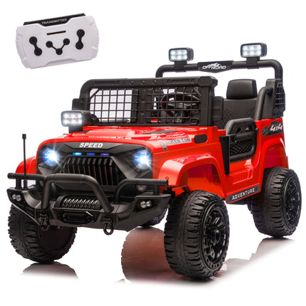 24V Two-seater Kids Ride On Electric Truck Car W Parents Control,2wd,Four-wheel Suspension, 8.66in Ground Clearance, LED & Searchlights, Bluetooth, Music, Provide 3.11-4.97MPH Speed For Kids  Aged 2-6