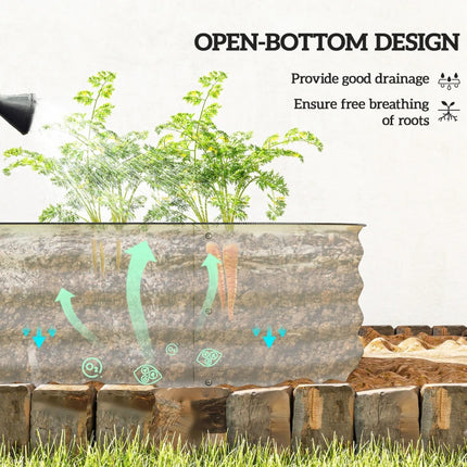 Galvanized Raised Garden Bed Kit, Metal Planter Box With Safety Edging, Cream