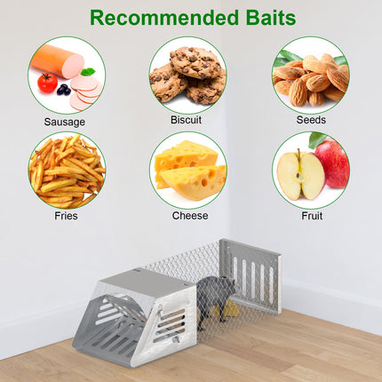 2Pcs Humane Mouse Trap Cage No Assembly Need Automatic Continuous Rat Trap With Single Way Door Reusable Catch And Release Live Cage Trap For Rodents Moles Voles Mice For Spring Summer