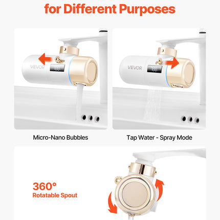 Skincare Water Filter Bathroom Sink Faucet Purifier For Skin White  Gold