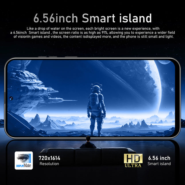30 Pro Unlocked Phones, 6GB 128GB Smartphone, 6.5inch HD Screen Cell Phone, Android 14.0, 6800mAh Large Battery Mobile Phone, Dual SIM, Face ID, GPS