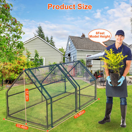 1Pc Portable Mini Greenhouse 70.86x33.46x37.4in With Roll-Up Zipper Doors Waterproof UV-Resistant PVC Cover Hot House For Indoor Outdoor Garden Patio Yard