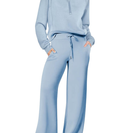 Leisure Sports Suit Long-sleeve Zipper Sweatshirt Wide Leg Pants Two-piece Set
