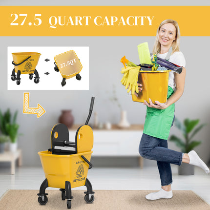 Mop Bucket with Wringer on Wheels for Floor Cleaning