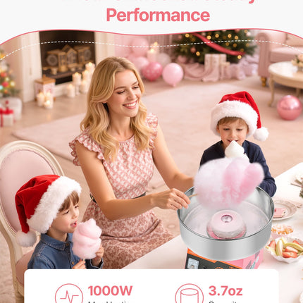 Commercial Cotton Candy Machine Electric Sugar Floss Maker Stainless Steel Pink