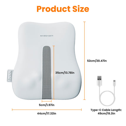 1 Set  Shiatsu Back Massager 3D Deep Tissue Kneading Massage Pillow Cordless USB Rechargeable With 3 Massaging Modes 2 Heating Levels 10Mins Auto-Off For Back Shoulder Waist Lumbar No Chair