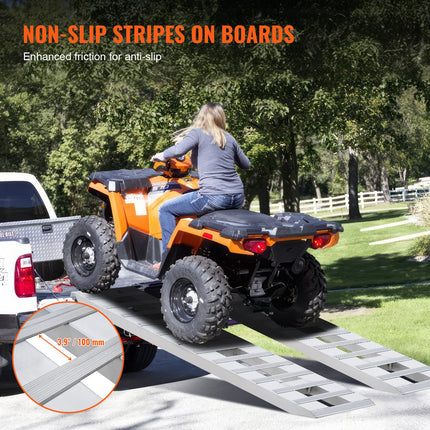 Loading Ramps, 2 Pcs 72 X 15 In, Durable Aluminum And Heavy-Duty Trailer Ramp Set With Anti-Slip Plates, 6000 Lbs Combined Capacity, For Carts, Farm Tractors, ATVs, Lawn Mowers, Motorcycles