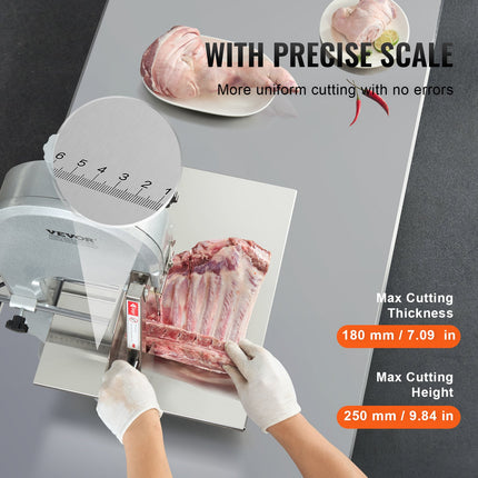 1800W Commercial Electric Meat Bandsaw Stainless Steel Bone Sawing Machine