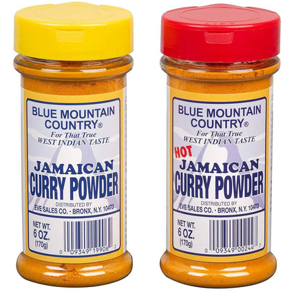 Blue Mountain Country Jamaican Curry Powder & Hot Jamaican Curry Powder Duo Pack – 6 oz | Authentic West Indian Spices for Meat, Seafood, Vegetables & More
