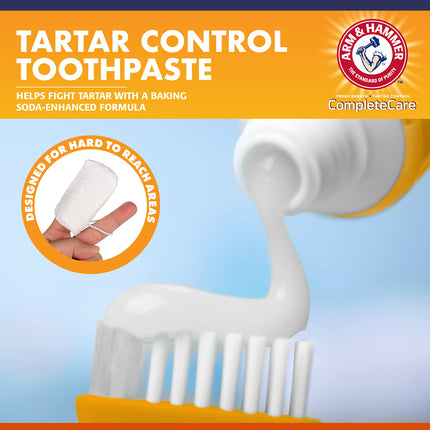 Arm & Hammer Complete Care Dog Dental Kit - 2.5oz Chicken Flavored Dog Toothpaste, Double Side Toothbrush, Rubber Finger Brush - Baking Soda Enhanced Formula