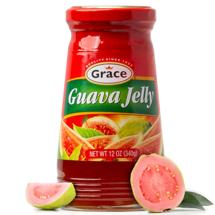 Grace Guava Jelly 12oz - 2 Jars - Tropical Guava Paste Made with Premium Jamaican Guava Fruit - Caribbean Guava Fruit Spread Ideal for Guava Gizzada & Pastelitos de Guayaba