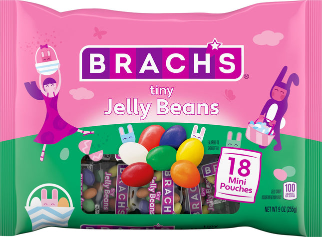 Brach's Tiny Jelly Beans, Springtime Easter Candy, 9 oz (18 Individually Wrapped Pouches)
