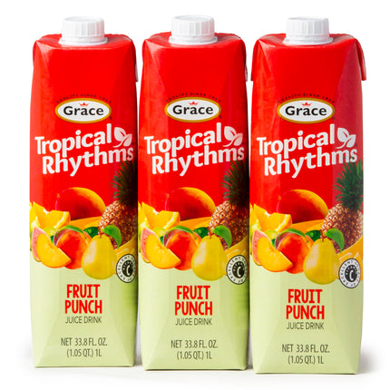 Grace Tropical Rhythms Ginger and Pineapple Juice 1 Liter (33.8oz) - 3 Cartons - Jamaican Fruit Juice