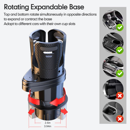 Car Cup Holder Expander Adjustable Base 2 in 1 Dual Layer Cup Holder Large Capacity Storage 360 Degree Rotating Cup Slot Large 10/40 oz Bottles & Big Drinks Travel Cup