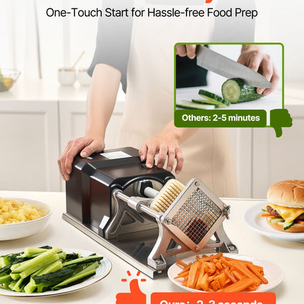 Electric French Fry Cutter Stainless Steel Vegetable Chopper With 3 Blades