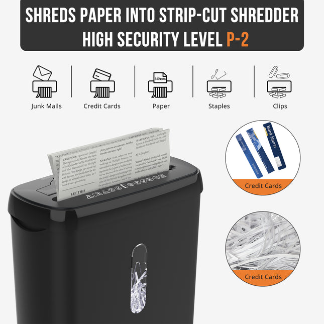 10 Strip Paper Shredder, P-2 Security Level, Equipped With A 3.17-gallon Paper Basket, CD And Credit Card Shredder, Durable And Fast Anti Paper Jam System, ETL Certified Home Office Shredder, FBA Ship
