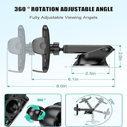 Phone Mount For Car, 4 In 1 Universal Car Phone Holder Mount For Dashboard Air Vent, Super Suction