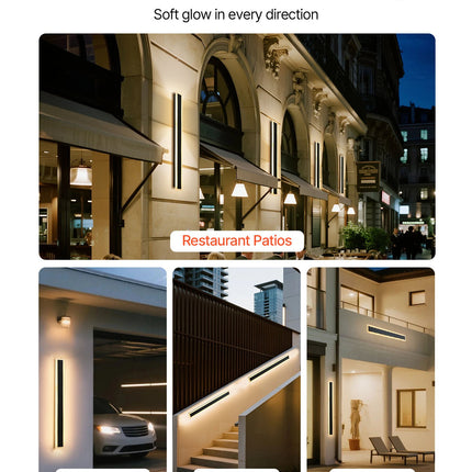 Outdoor Wall Lights, 2 Pack, 31.5 Inch Long Strip Modern Exterior Wall Sconce Light Fixtures, 3000K Warm White, IP65 Waterproof Anti-Rust Outside Wall Mount Lighting, For House, Porch, Garage