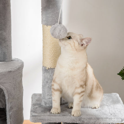 Floor to Ceiling Cat Tree, 94.5-102.5 inch Height Adjustable Cat Climbing Tower with Scratching Posts, Condos, Hammocks