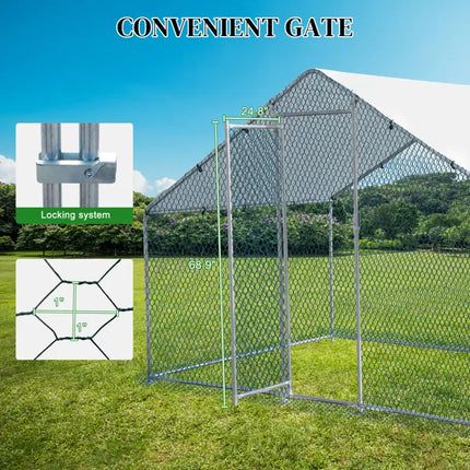 6.5 X 10 Ft Large Metal Chicken Coop, Walk-in Poultry Cage Chicken Hen Run House With Waterproof Cover, Rabbits Cats Dogs Farm Pen For Outdoor Backyard Farm Garden(SAME AS 61922992)