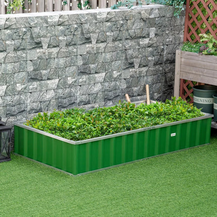 Raised Garden Bed, Galvanized Metal Planter Box For Vegetables Flowers Herbs, Green