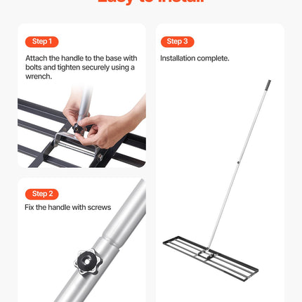 10x48in Lawn Leveling Rake Heavy Duty 83.9in Adjustable Handle For Yard & Garden